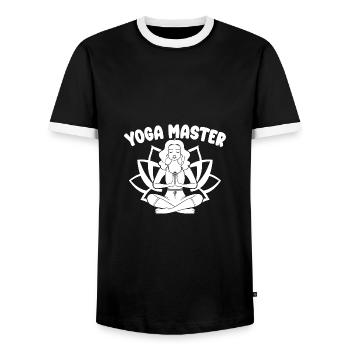 Passionnés de Pilates Maître Yoga Pilates - T-shirt contrasté Homme - noir/blanc - Devant - AI Model Female 172 light (172cm) & AI Model Male 178 light (178cm)