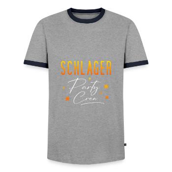 Schlager Party Crew - Men's Ringer Shirt - grey/navy  - Front - AI Model Female 172 light (172cm) & AI Model Male 178 light (178cm)