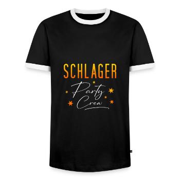 Schlager Party Crew - Men's Ringer Shirt - black/white - Front - AI Model Female 172 light (172cm) & AI Model Male 178 light (178cm)