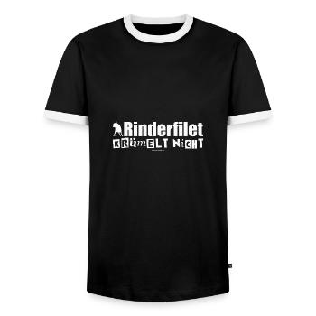 Le filet de bœuf ne s’effrite pas Fun Shirt Idée cadeau - T-shirt contrasté Homme - noir/blanc - Devant - AI Model Female 172 light (172cm) & AI Model Male 178 light (178cm)