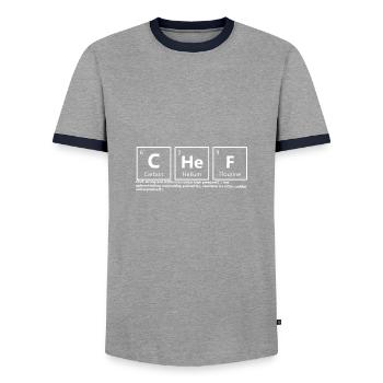Idée Cadeau Chef Elements Professional Cook - T-shirt contrasté Homme - gris/marine  - Devant - AI Model Female 172 light (172cm) & AI Model Male 178 light (178cm)
