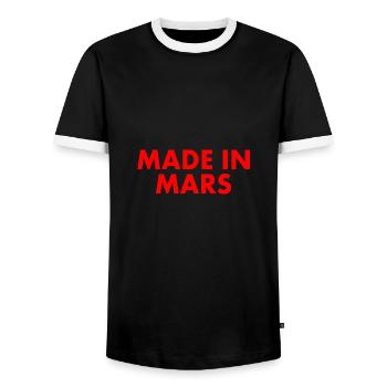 Made in mars - Männer Kontrast-T-Shirt - Schwarz/Weiß - Vorne - AI Model Female 172 light (172cm) & AI Model Male 178 light (178cm)