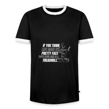 Marathon assez rapide, jamais été course sur tapis roulant - T-shirt contrasté Homme - noir/blanc - Devant - AI Model Female 172 light (172cm) & AI Model Male 178 light (178cm)