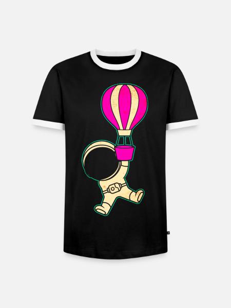Astronaut Heißluftballon Raumfahrer - Männer Kontrast-T-Shirt - Schwarz/Weiß