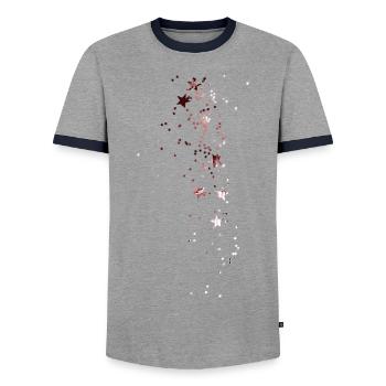 stars,white,illustration,star,brown - Men's Ringer Shirt - grey/navy  - Front - AI Model Female 172 light (172cm) & AI Model Male 178 light (178cm)
