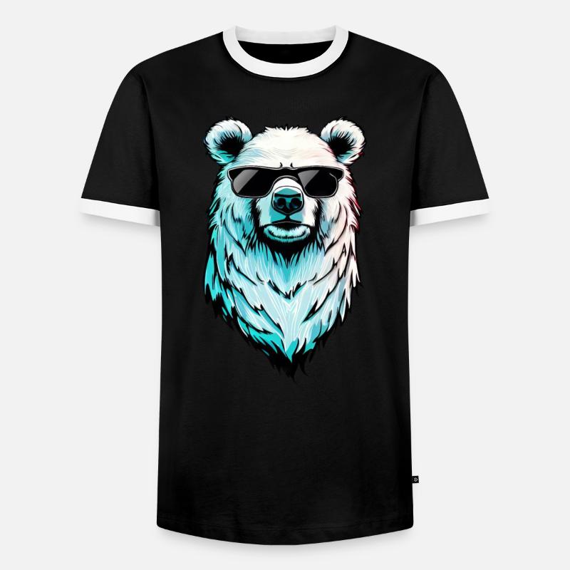 Cooler Eisbär - Polarbär mit Sonnenbrille - Männer Kontrast-T-Shirt - Schwarz/Weiß