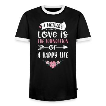 L’amour d’une mère est la fondaté... - T-shirt contrasté Homme - noir/blanc - Devant - AI Model Female 172 light (172cm) & AI Model Male 178 light (178cm)