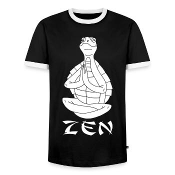 Yogi Turtle (White) - Men's Ringer Shirt - black/white - Front - AI Model Female 172 light (172cm) & AI Model Male 178 light (178cm)