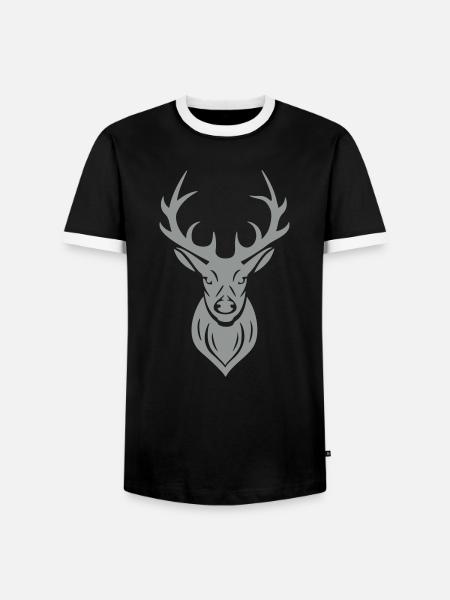 Hirsch Geweih - Männer Kontrast-T-Shirt - Schwarz/Weiß