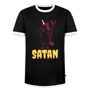 Böses Einhorn Satan unicorn - Männer Kontrast-T-Shirt - Schwarz/Weiß - Vorne - AI Model Female 172 light (172cm) & AI Model Male 178 light (178cm)