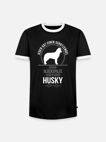 HUSKY Schutzengel Wilsigns - Männer Kontrast-T-Shirt - Schwarz/Weiß