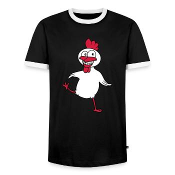 Funny Chicken - T-shirt contrasté Homme - noir/blanc - Devant - AI Model Female 172 light (172cm) & AI Model Male 178 light (178cm)