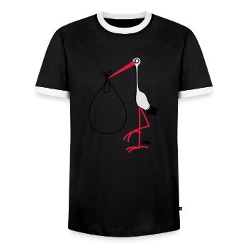 Cigogne - T-shirt contrasté Homme - noir/blanc - Devant - AI Model Female 172 light (172cm) & AI Model Male 178 light (178cm)