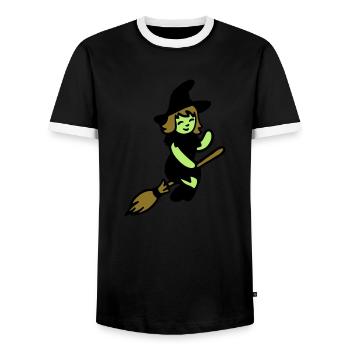Chibi sorcière - T-shirt contrasté Homme - noir/blanc - Devant - AI Model Female 172 light (172cm) & AI Model Male 178 light (178cm)