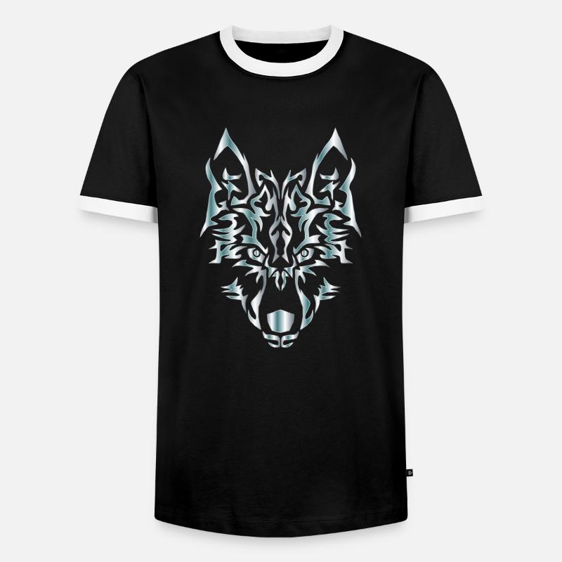 Wolf - Männer Kontrast-T-Shirt - Schwarz/Weiß