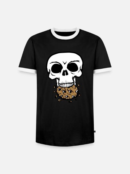 skull dead death die head bones skeleton dead - Men's Ringer Shirt - black/white