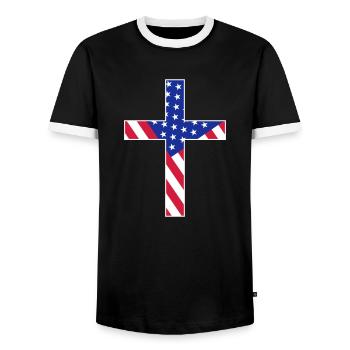 usa amerika flagge sterne streifen vereinigte staa - Männer Kontrast-T-Shirt - Schwarz/Weiß - Vorne - AI Model Female 172 light (172cm) & AI Model Male 178 light (178cm)