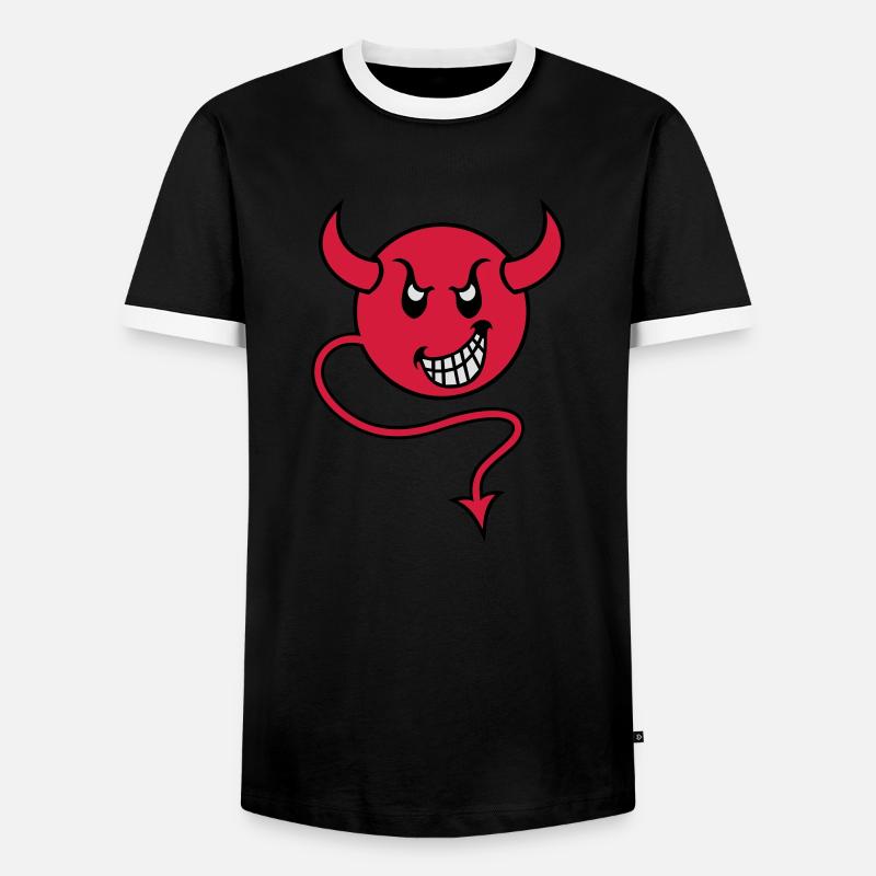 smilie devil red - Männer Kontrast-T-Shirt - Schwarz/Weiß
