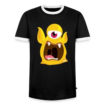 Monstaa Originaals Monster # 13 - Men's Ringer Shirt - black/white - Front - AI Model Female 172 light (172cm) & AI Model Male 178 light (178cm)