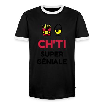 Ch'ti / Nord / Chti / Ch'ti mi / Nordiste - Männer Kontrast-T-Shirt - Schwarz/Weiß - Vorne - AI Model Female 172 light (172cm) & AI Model Male 178 light (178cm)