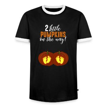Costume d’Halloween de jumeaux grossesse bébé - T-shirt contrasté Homme - noir/blanc - Devant - AI Model Female 172 light (172cm) & AI Model Male 178 light (178cm)