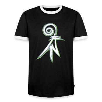 baslerstab Basel - Männer Kontrast-T-Shirt - Schwarz/Weiß - Vorne - AI Model Female 172 light (172cm) & AI Model Male 178 light (178cm)