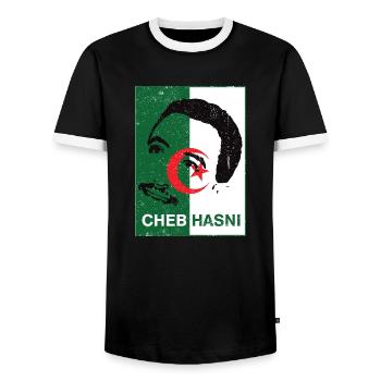 CHEB HESSNi ALGERIAN ARTIST - Men's Ringer Shirt - black/white - Front - AI Model Female 172 light (172cm) & AI Model Male 178 light (178cm)