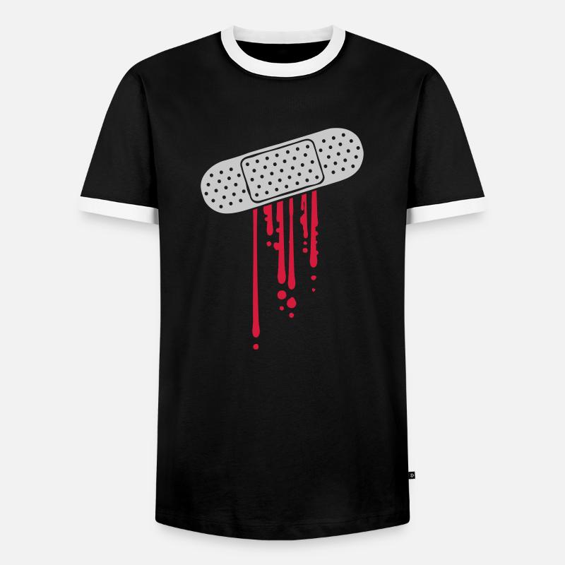 Design Pflaster Blut - Männer Kontrast-T-Shirt - Schwarz/Weiß