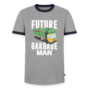 Recycling Garbage Truck – Recycling Management - Männer Kontrast-T-Shirt - Grau/Navy  - Vorne - AI Model Female 172 light (172cm) & AI Model Male 178 light (178cm)