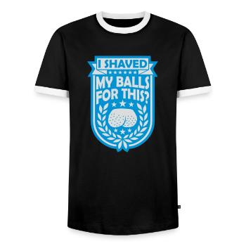 Je me suis rasé les couilles - T-shirt contrasté Homme - noir/blanc - Devant - AI Model Female 172 light (172cm) & AI Model Male 178 light (178cm)