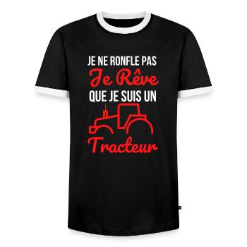 je ne ronfle pas je rêve que je suis un tracteur - T-shirt contrasté Homme - noir/blanc - Devant - AI Model Female 172 light (172cm) & AI Model Male 178 light (178cm)