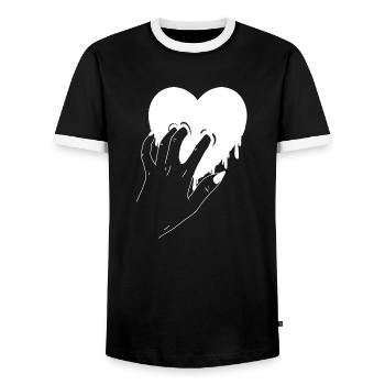 Heartbreak - Men's Ringer Shirt - black/white - Front - AI Model Female 172 light (172cm) & AI Model Male 178 light (178cm)