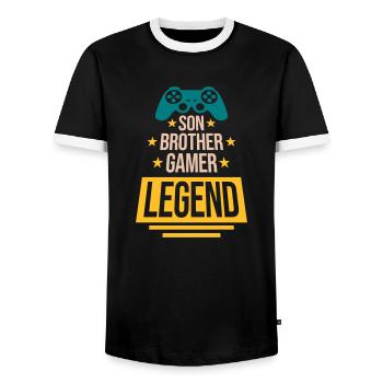 son brother gamer legend - Männer Kontrast-T-Shirt - Schwarz/Weiß - Vorne - AI Model Female 172 light (172cm) & AI Model Male 178 light (178cm)