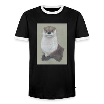 230324 Loutre 3 - T-shirt contrasté Homme - noir/blanc - Devant - AI Model Female 172 light (172cm) & AI Model Male 178 light (178cm)