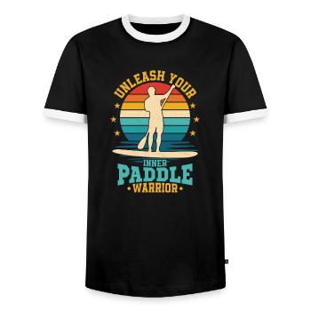 Unleash Your Inner Paddle Warrior Stand Up Paddlin - Männer Kontrast-T-Shirt - Schwarz/Weiß - Vorne - AI Model Female 172 light (172cm) & AI Model Male 178 light (178cm)