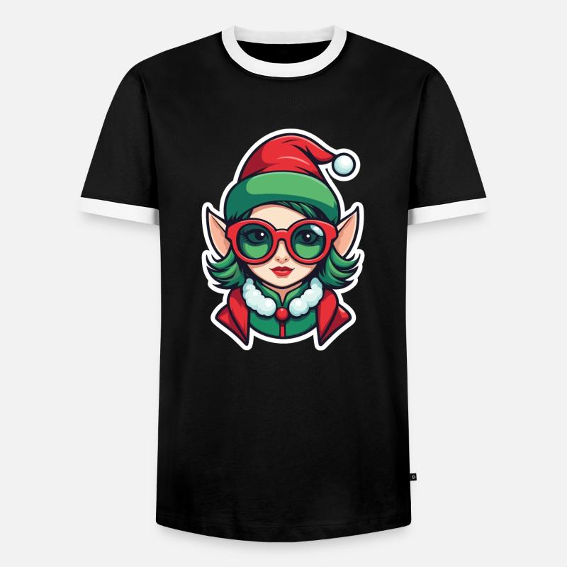 Elf Christmas Drawing - Men's Ringer Shirt - black/white