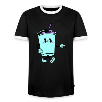 Boisson Dessin Animé - T-shirt contrasté Homme - noir/blanc - Devant - AI Model Female 172 light (172cm) & AI Model Male 178 light (178cm)
