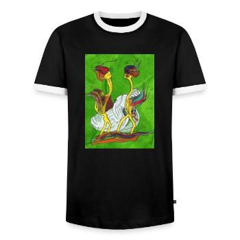 FUNtasie - Men's Ringer Shirt - black/white - Front - AI Model Female 172 light (172cm) & AI Model Male 178 light (178cm)