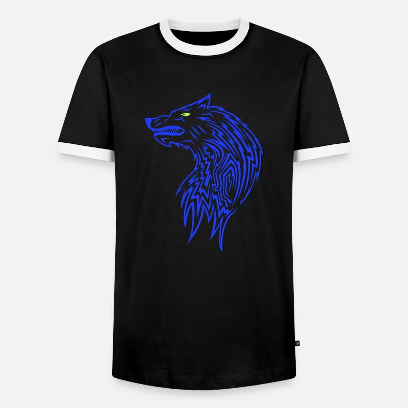 Wolf Pattern - Men's Ringer Shirt - black/white