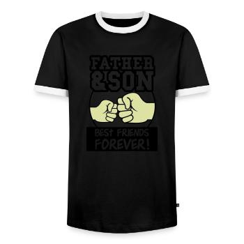 father and son 002 - Men's Ringer Shirt - black/white - Front - AI Model Female 172 light (172cm) & AI Model Male 178 light (178cm)