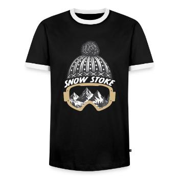 Snow Stoke - Men's Ringer Shirt - black/white - Front - AI Model Female 172 light (172cm) & AI Model Male 178 light (178cm)