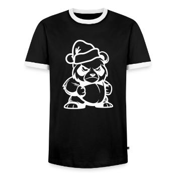 Bande dessinée de Noël Panda Bear - T-shirt contrasté Homme - noir/blanc - Devant - AI Model Female 172 light (172cm) & AI Model Male 178 light (178cm)