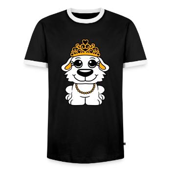 Chien Couronne Reine Fille Jolie Princesse Femme - T-shirt contrasté Homme - noir/blanc - Devant - AI Model Female 172 light (172cm) & AI Model Male 178 light (178cm)