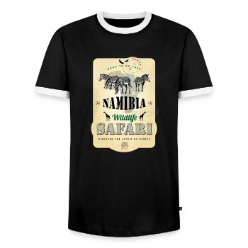 Zebras Wildlife Safari Namibia Africa Afrika Löwe - Männer Kontrast-T-Shirt - Schwarz/Weiß - Vorne - AI Model Female 172 light (172cm) & AI Model Male 178 light (178cm)
