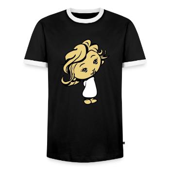Kind kleines Mädchen - Männer Kontrast-T-Shirt - Schwarz/Weiß - Vorne - AI Model Female 172 light (172cm) & AI Model Male 178 light (178cm)