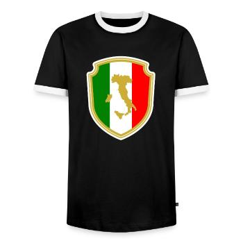 Italien Fahne Trikot Fußball Flagge Fussball Sport - Männer Kontrast-T-Shirt - Schwarz/Weiß - Vorne - AI Model Female 172 light (172cm) & AI Model Male 178 light (178cm)