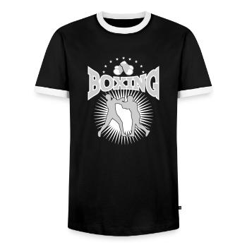 Boxe Boxeur Boxe Boxe Arts Martiaux Sports - T-shirt contrasté Homme - noir/blanc - Devant - AI Model Female 172 light (172cm) & AI Model Male 178 light (178cm)