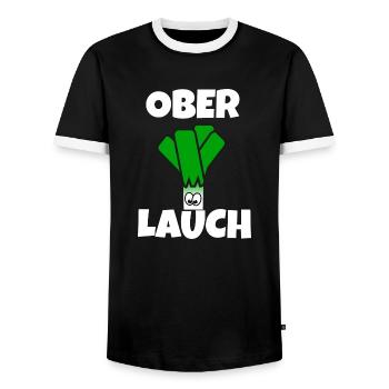 Ober Lauch | Lauch | Muskelmann - Männer Kontrast-T-Shirt - Schwarz/Weiß - Vorne - AI Model Female 172 light (172cm) & AI Model Male 178 light (178cm)