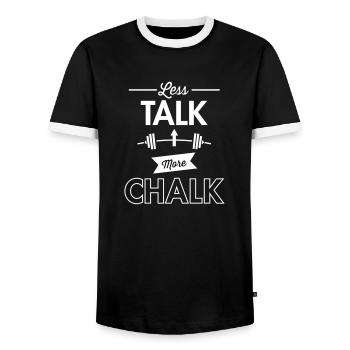 Less Talk More Chalk - Männer Kontrast-T-Shirt - Schwarz/Weiß - Vorne - AI Model Female 172 light (172cm) & AI Model Male 178 light (178cm)