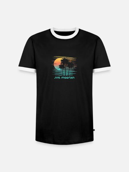 Sint Maarten Stilvoller Souvenirurlaub - Männer Kontrast-T-Shirt - Schwarz/Weiß